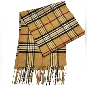 V. Fraas Tan Plaid Cashmink Scarf One Size